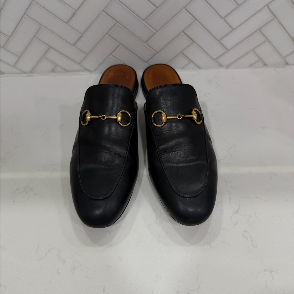 USED - Gucci Princetown Leather Mules Black 38 - Picture 2 of 4